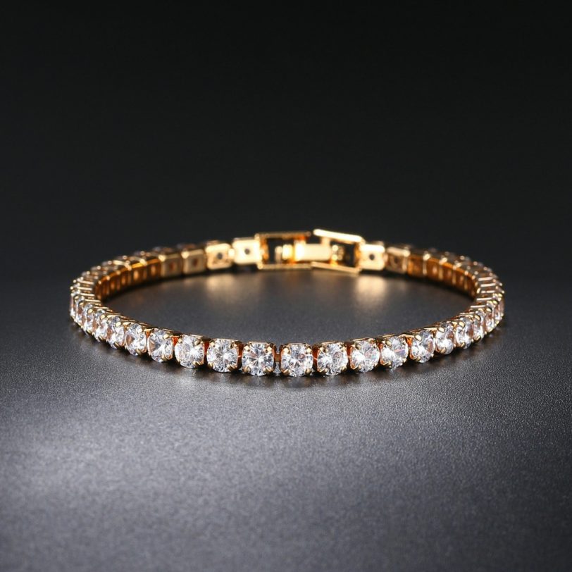 ZHOUYANG Bracelets For Women Simple Luxury Round Zircon Light Gold Color Bangle Chain Wedding Girls Gift Wholesale Jewelry H074