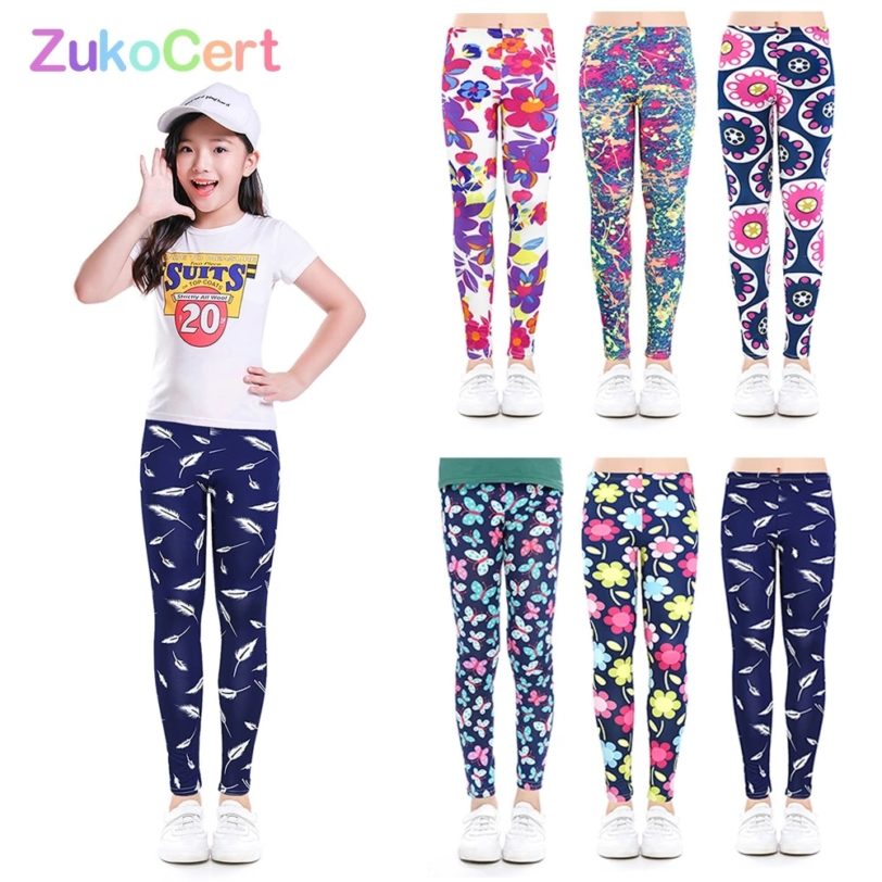 ZukoCert Soft Girls Leggings Baby Girl Clothes Pencil Pants Cotton Kids Trousers Print Flower Skinny Children Leggings For Girls