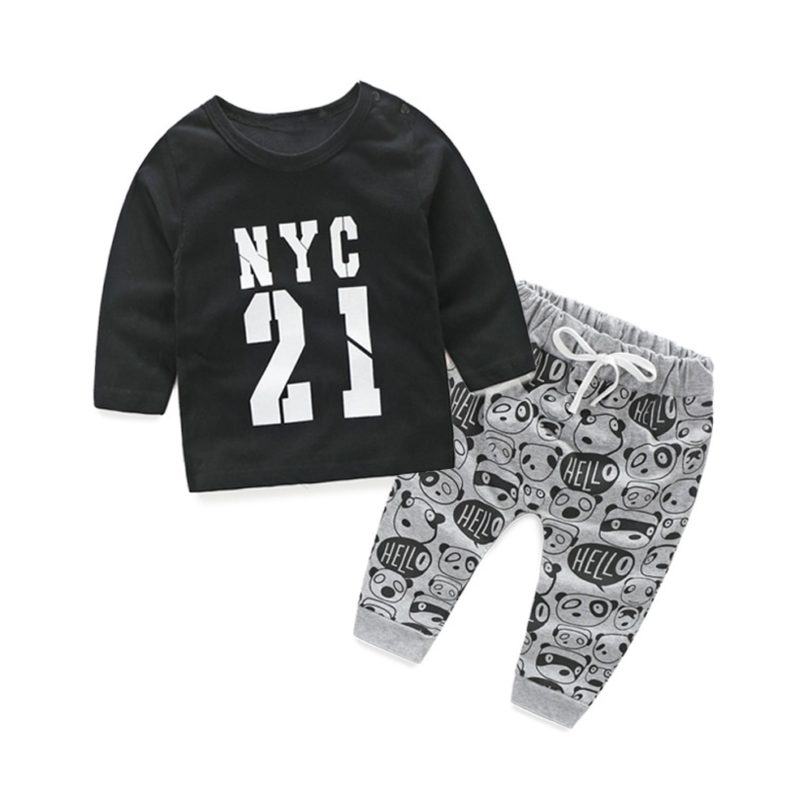 top and top Unisex Toddler Baby Boys girls Casual Clothing Sets Long Sleeve Letter Tshirt Pants 2Pcs Infant Clothes Tracksuit