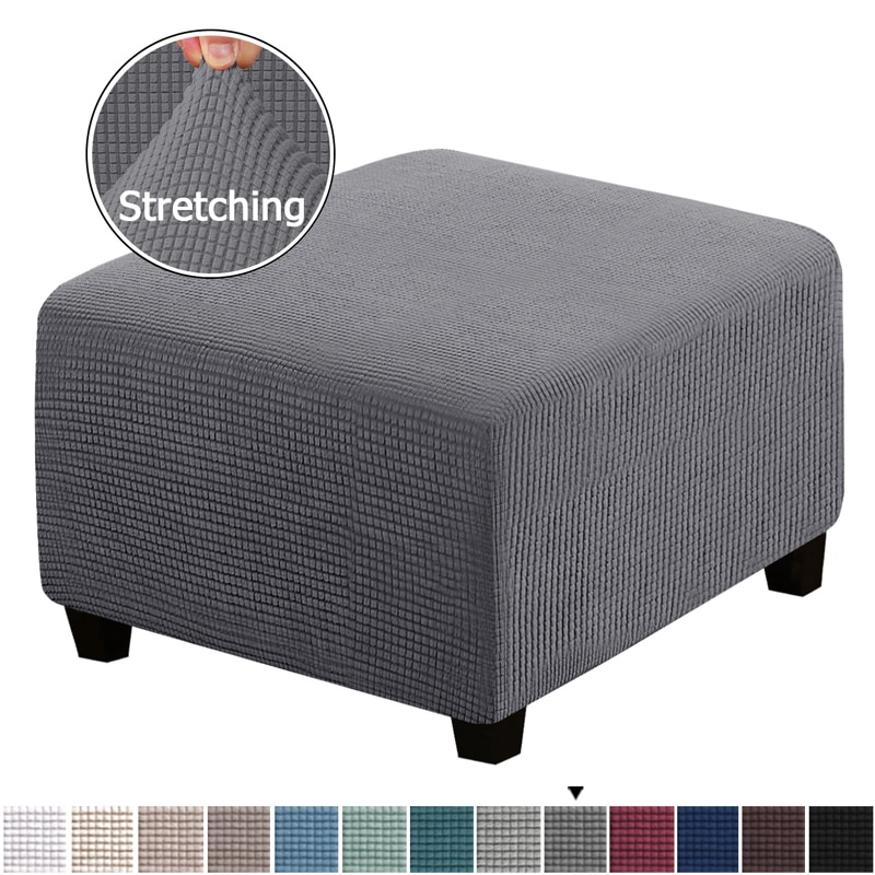 1 2PCS Jacquard Ottoman Stool Cover Elastic Square Footstool Sofa Slipcover Footrest Chair Covers Furniture Protector