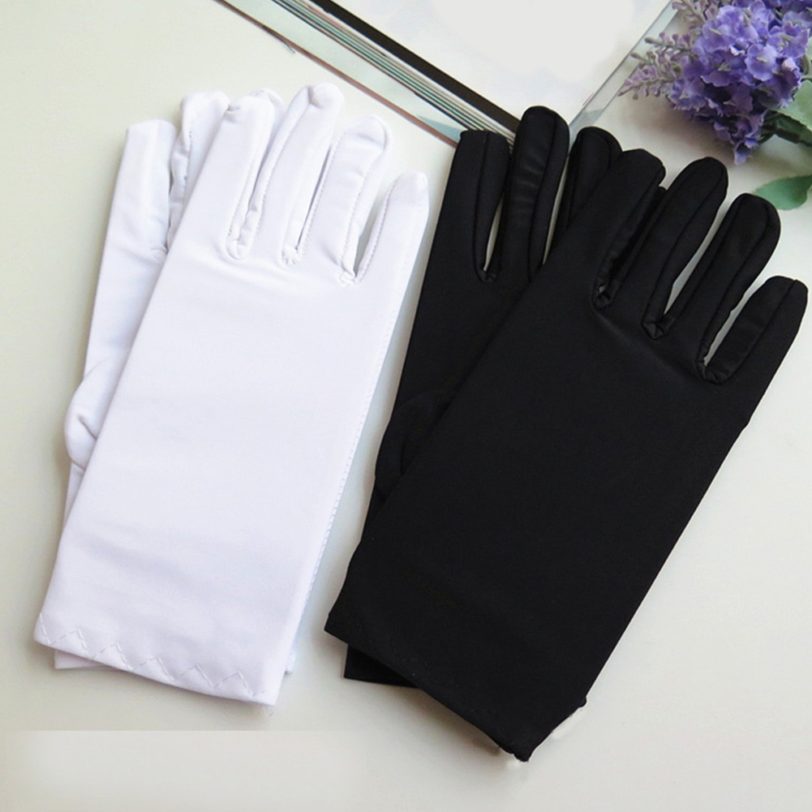 1 Pair Spring Summer Spandex Gloves Black White Etiquette Thin Stretch Gloves Dance Tight White Jewelry