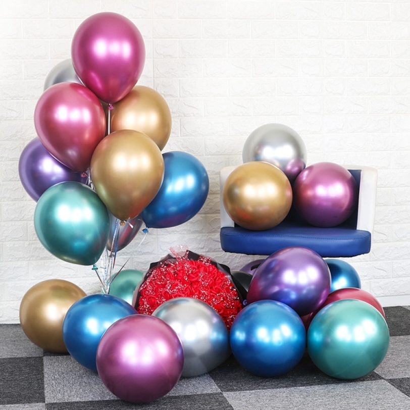 10/20/30Pcs 5/10/12 Inch Metal Balloon Chrome Metal Ball Pearl Latex Balloon Color Happy Birthday Decoration Party Decoration