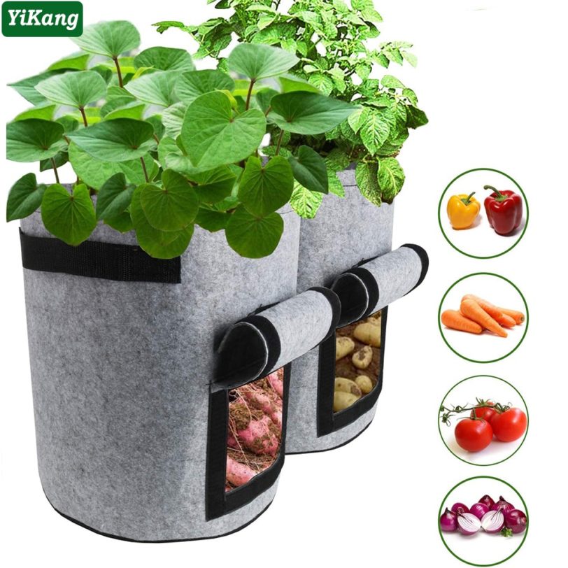 10-4Gallon Plant Grow Bag Tomato Potato Strawberry Vertical Herb Growth Pots Breathable for Garden Greenhouse Planting Tools