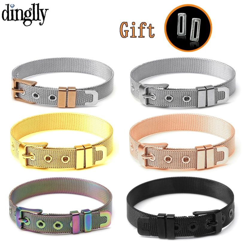 10mm Stainless Steel Mesh Watch Belt Bracelets For Women Men Fit Original Golden Rose Gold Black Colorful Mesh Bracelet Bangle