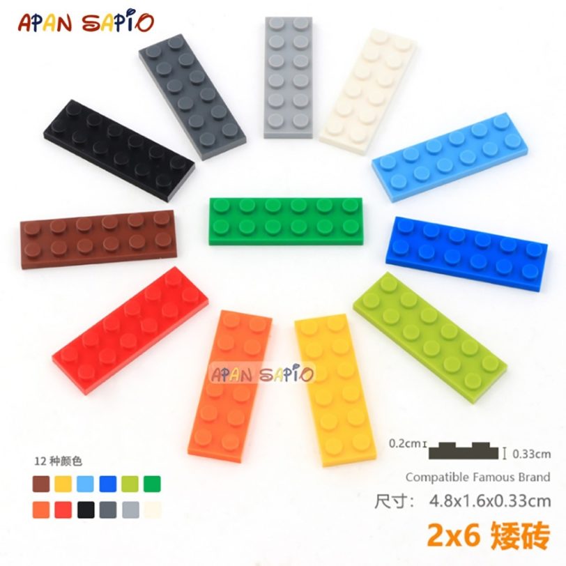 10pcs/lot DIY Blocks Building Bricks Thin 2X6 Educational Assemblage Construction Toys for Children Size Compatible With Brand