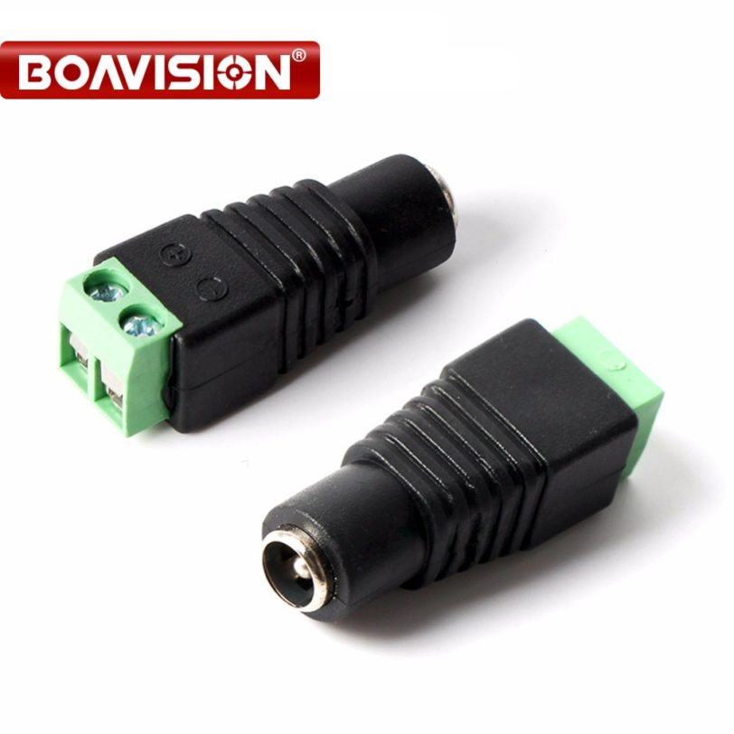 10pcs/lot Female DC Connector 5.5/2.1mm CCTV UTP DC Power Plug Adapter Cable DC/AC 2/Camera Video Balun