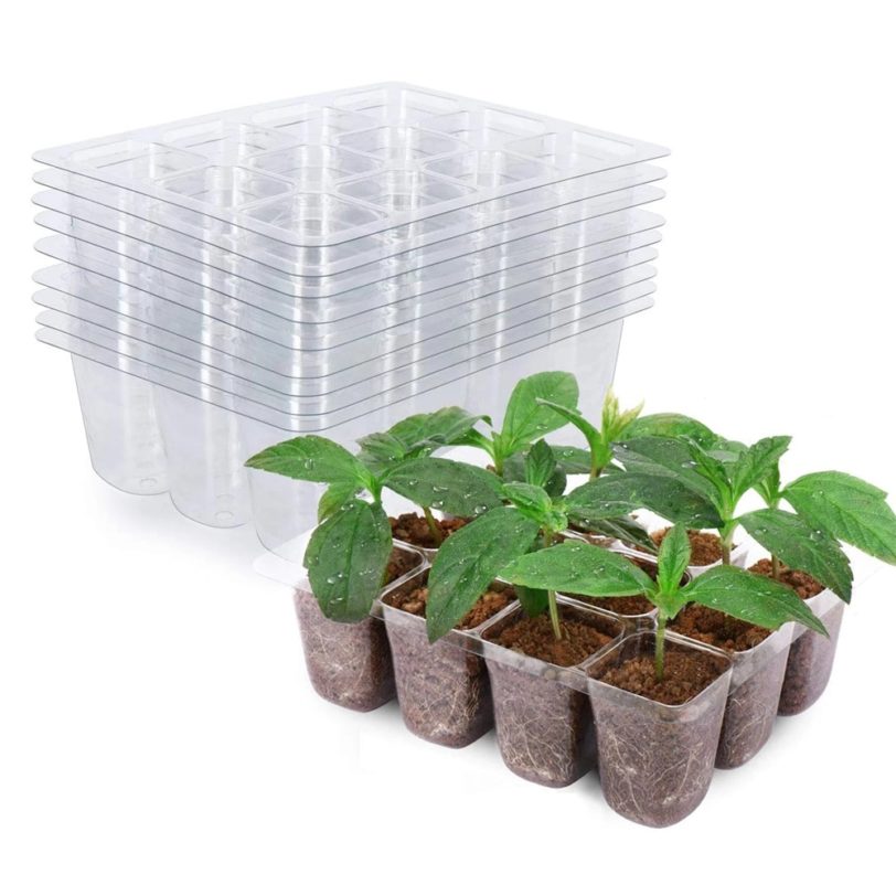 12 Holes Nursery Grow Box Plastic Seedling Starter Tray Extra Strength Seed Germination Plant Flower Pots Home Garden Tools