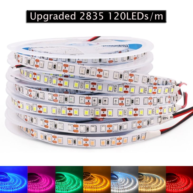 12V 2835 Led Strip Light Tape Upgraded High Brightness 120LEDs/m Flexible Led Ribbon White/Red/Warm White/Green/Blue/Yellow/Pink