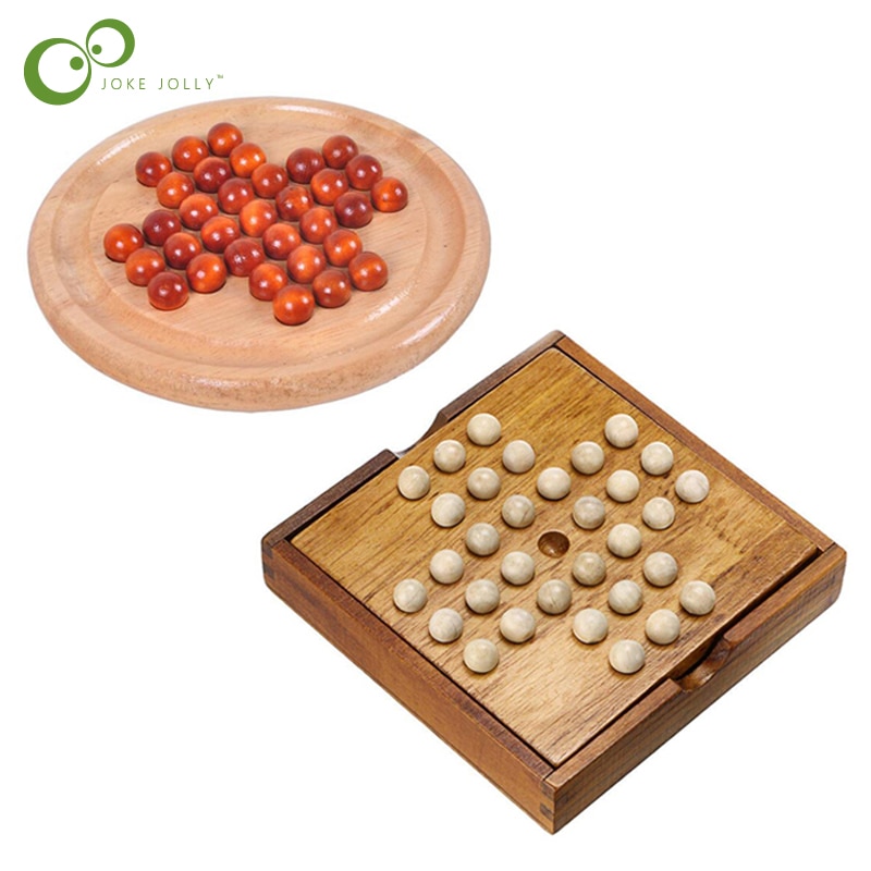 14cm Classic Peg Solitaire Solo Noble Puzzle IQ Mind Brain Teaser Puzzles Board Wooden Game Toys