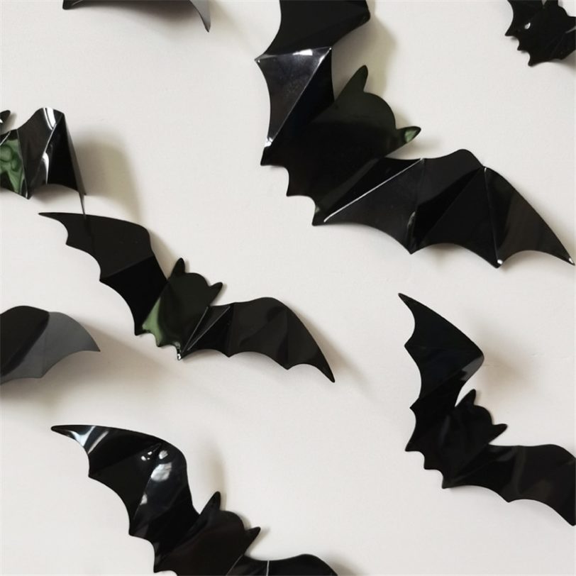 16pcs Halloween 3D black bat Wall Stickers Halloween party DIY decorative wall Decal Halloween horror Bats Removable stickers