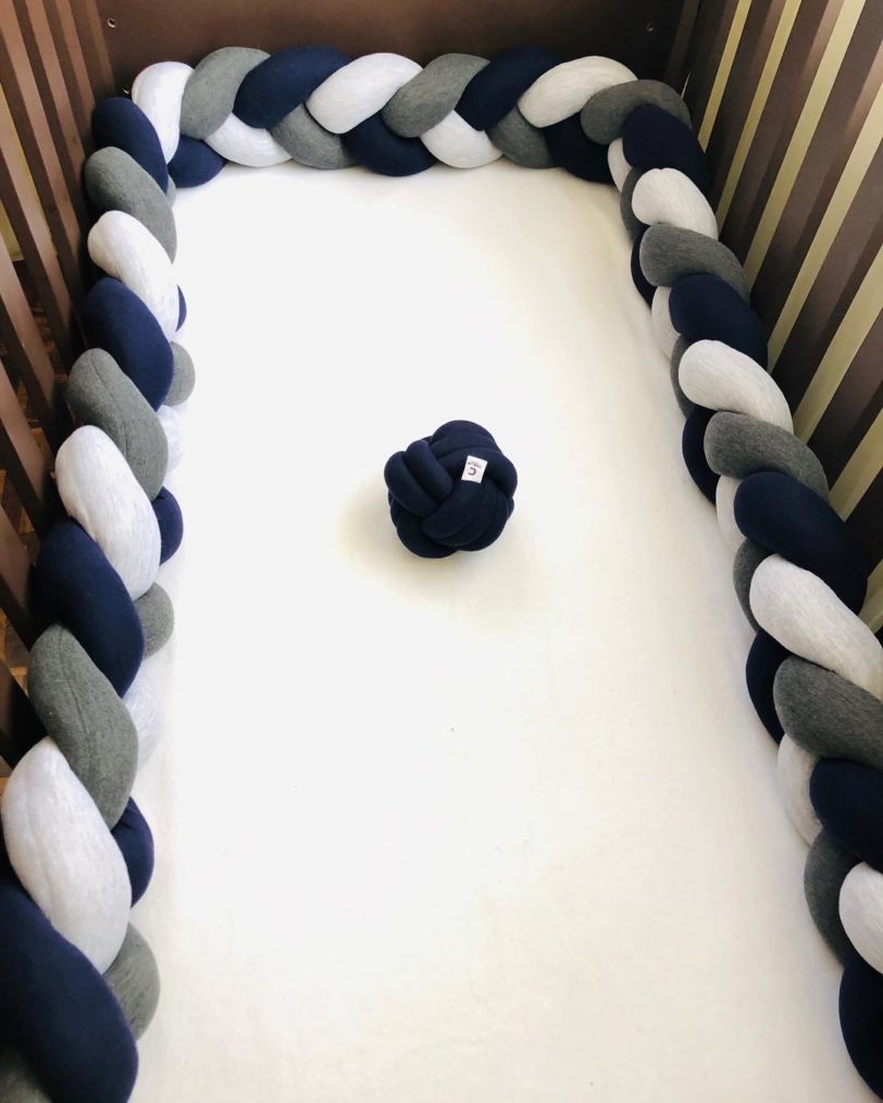 1M/2M/3M/4M Baby Bumper Crib Cot Protector Infant Bebe Bedding Set for Baby Boy Girl Braid Knot Pillow Cushion Room Decor - Image 2