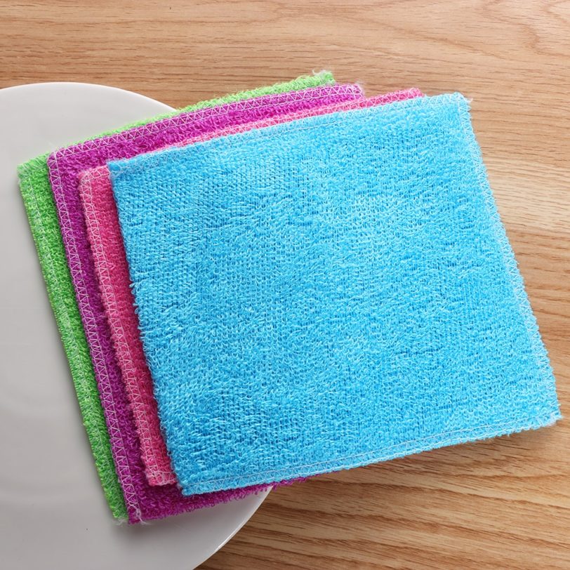 1PC Anti grease Dish Cloth Bamboo Fiber Washing Towel Scouring Pad Magic Cleaning Rags Kitchen Household 1