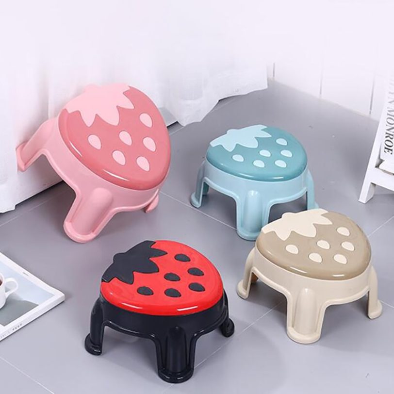 1Pc Home Furniture Children Stools Cute Strawberry Low Stool, Thickened Non-slip Kindergarten Kids Footstool Chairs Supplies