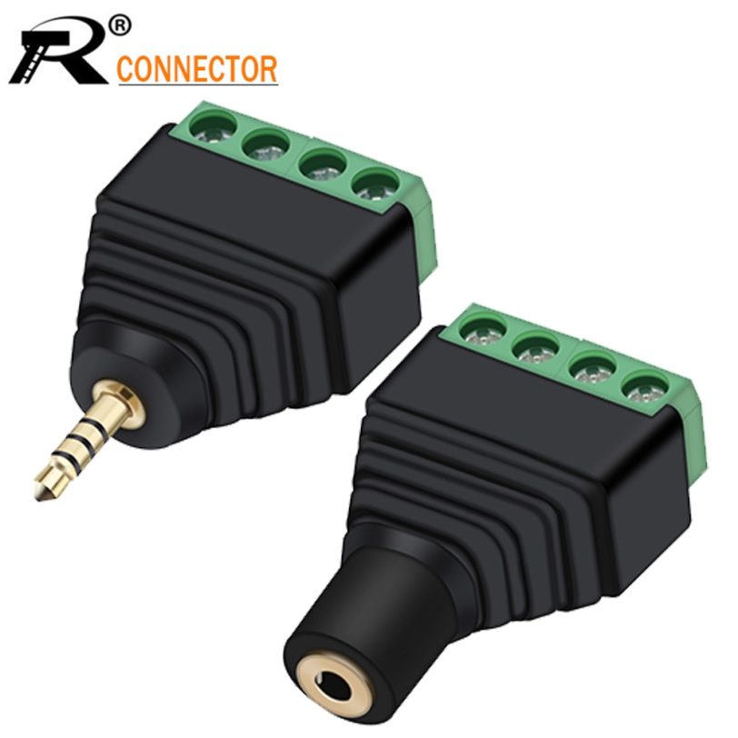 1pair/2pcsMale&Female Video AV Balun 2.5mm 4 Pole Stereo Male to AV Screw Terminal Stereo Jack 2.5mm female 4 pin Terminal Block