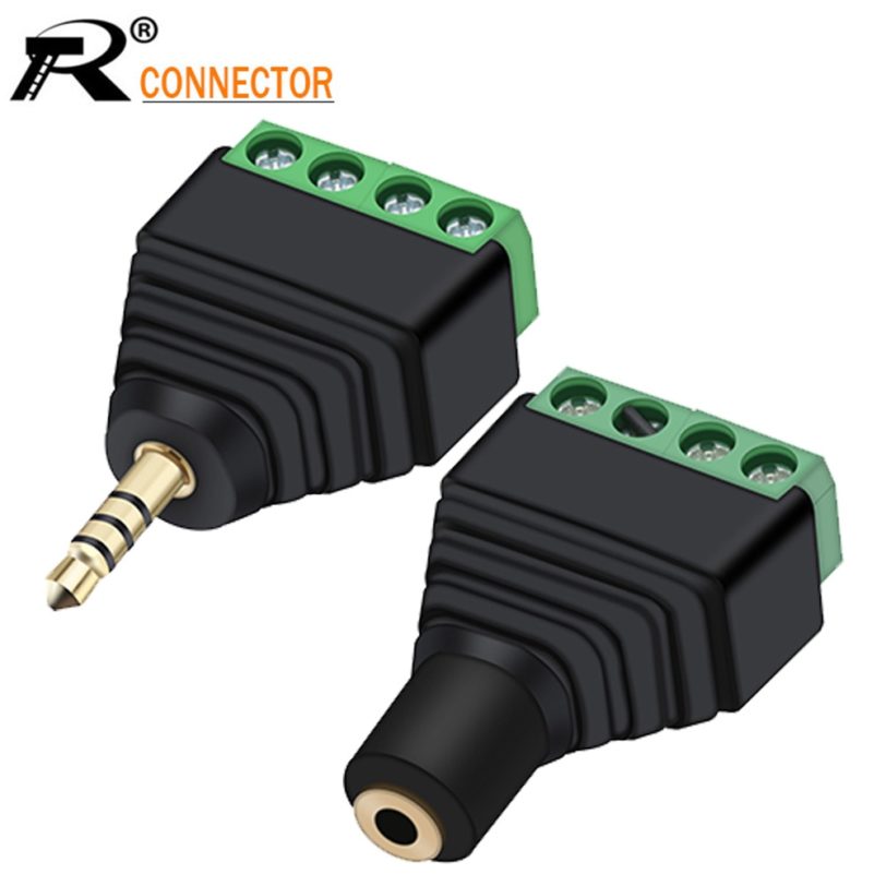 1pair Male&Female Video AV Balun 3.5mm 3/4 Pole Stereo Male to AV Screw Terminal Stereo Jack 3.5mm female 3/4 pin Terminal Block