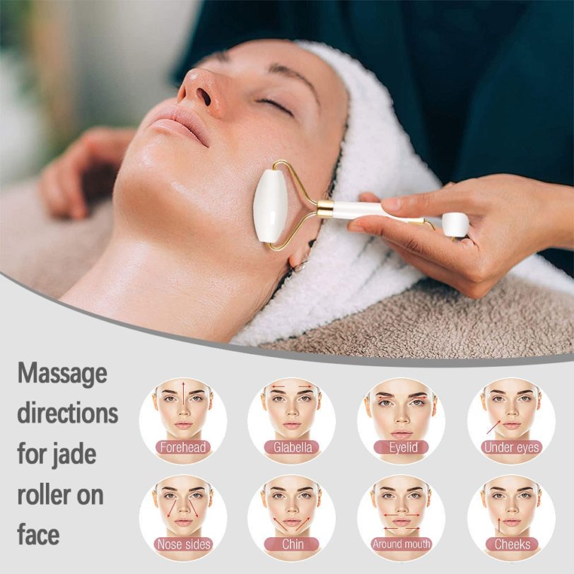 1pc White Jade Roller Massager For Face Lift Up Natural Stone Facial Massager Roller Facial Slimming Chin Skin Care Beauty Tool - Image 3