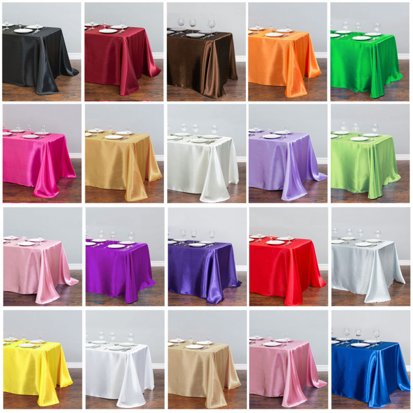 1pcs Solid Color Satin Table Cloth Tablecloth Table Cover Overlay For Birthday Wedding Banquet Restaurant Festival Party Supply