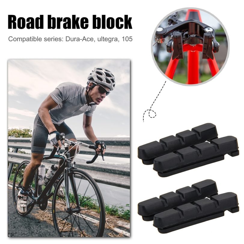 2 Pair Road Bike Brake Pads Rubber Sheet V Brake Blocks Bicycle Parts for DURA ACE ULTEGRA 105