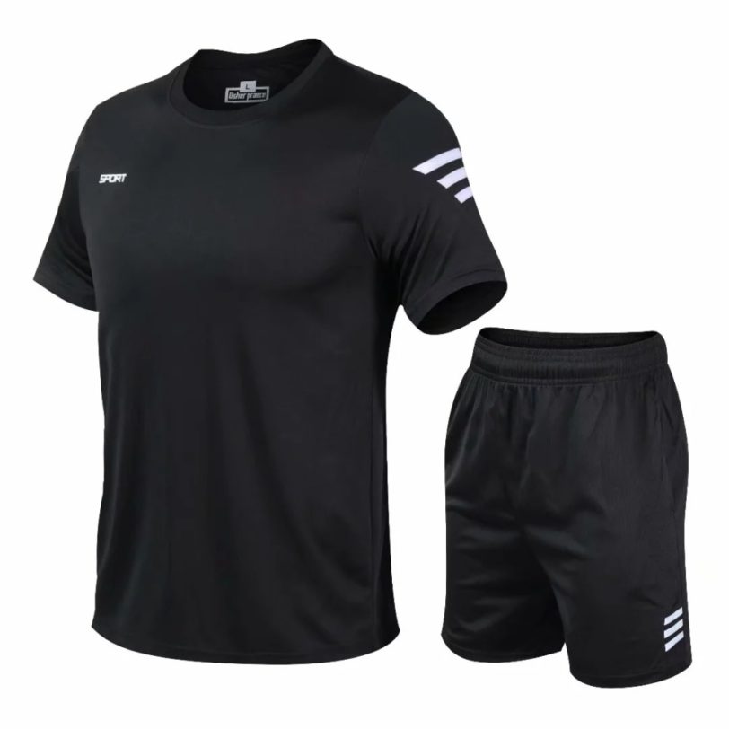 2 Pcs/Set Men's Tracksuit Gym Fitness badminton Sports Suit Clothes Running Jogging Sport Wear Exercise Workout set sportswear - Image 2