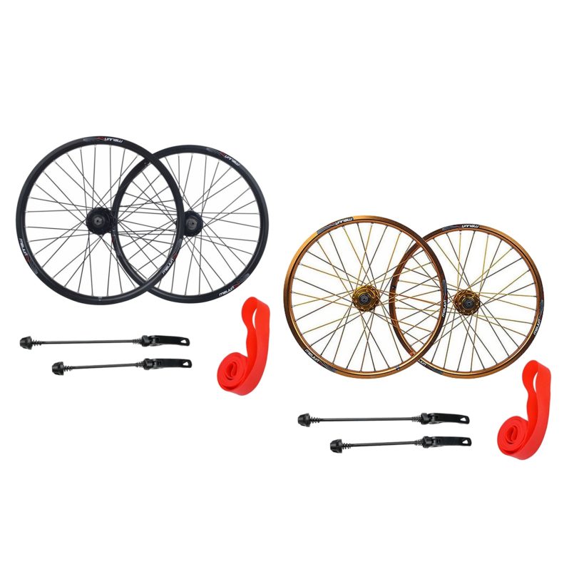 20 inch Folding Bike Wheel 20x1.25-2.215 Bicycle Wheelset Schrader Valve Disc Brake 32H Hub Wheels & Quick Release Skewer