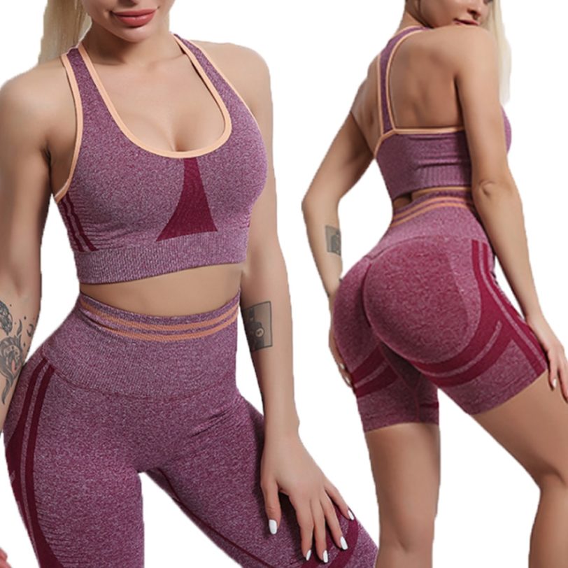 2021Summer Fitness Sportswear Women Seamless Yoga Set Sports Bra Athletic Shorts Suit Running Workout Shorts Gym