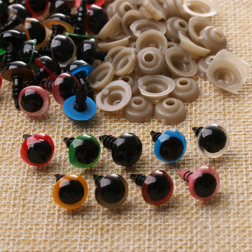 20pcs 8/10/12/14mm Plastic Safety Eyes for DIY Crafts Bear Animal Dolls Puppet Accessories Stuffed Toys Parts with Washer