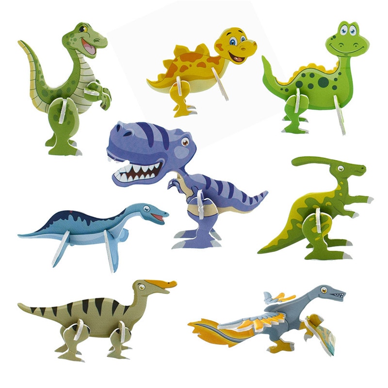 20pcs lot 3D Dinosaur Paper Model Puzzle Assembled Brain Teaser Games Educational Toys for Children Jigsaw