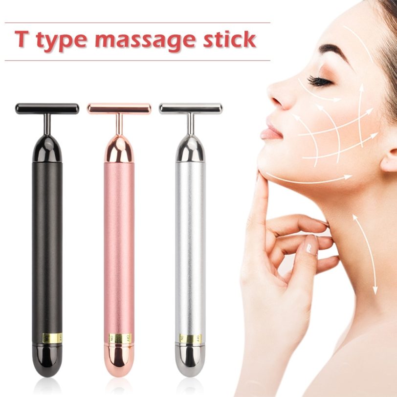 24K Gold Roller Vibrating Facial Massager Slimming Facial Skin Beauty Bar Pulse Firming Face Massage Lift Tightening Wrinkle Bar - Image 3