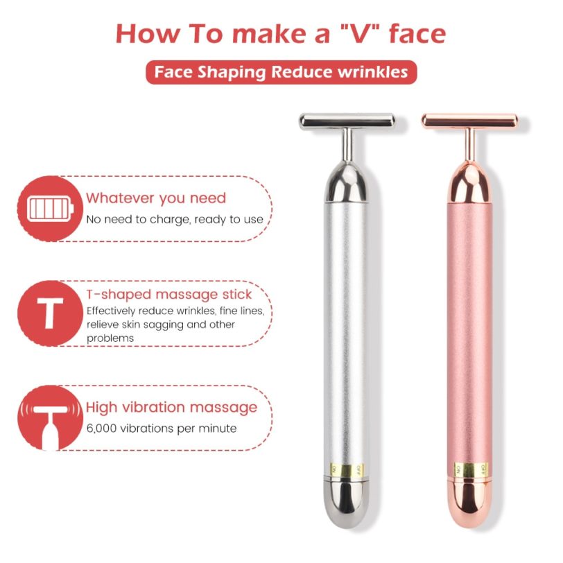 24K Gold Roller Vibrating Facial Massager Slimming Facial Skin Beauty Bar Pulse Firming Face Massage Lift Tightening Wrinkle Bar - Image 4