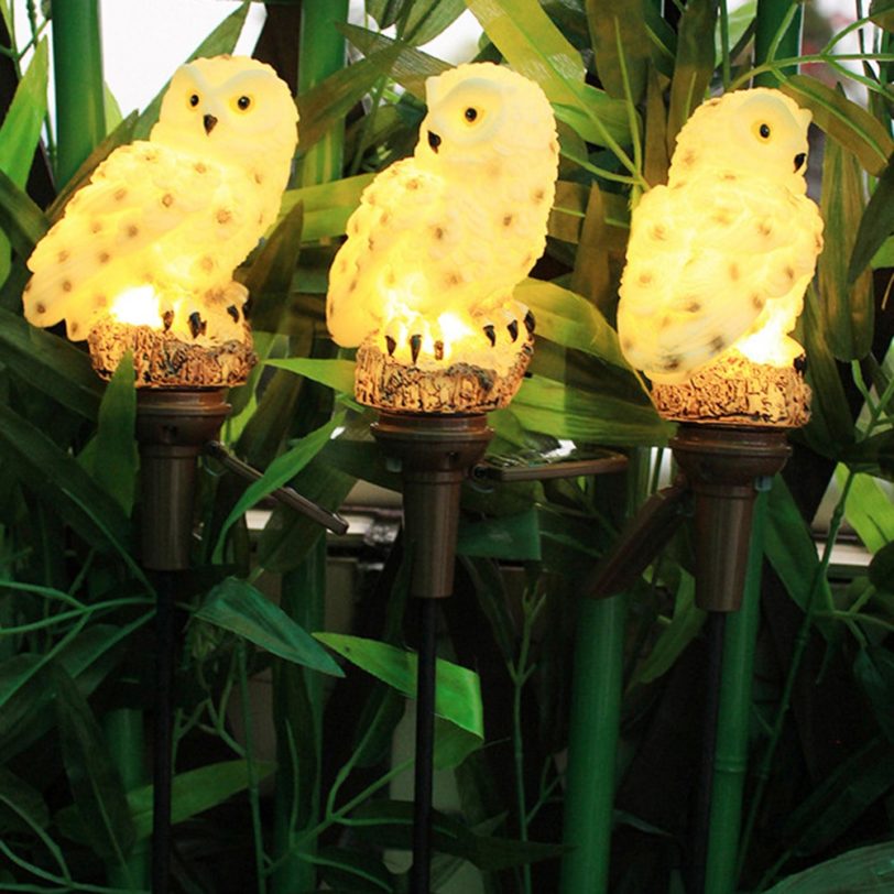 2pcs Solar LED Lawn Stake Owl Shape Lights Waterproof Home Garden Decorative Lamps Outdoor Garden Landscaping
