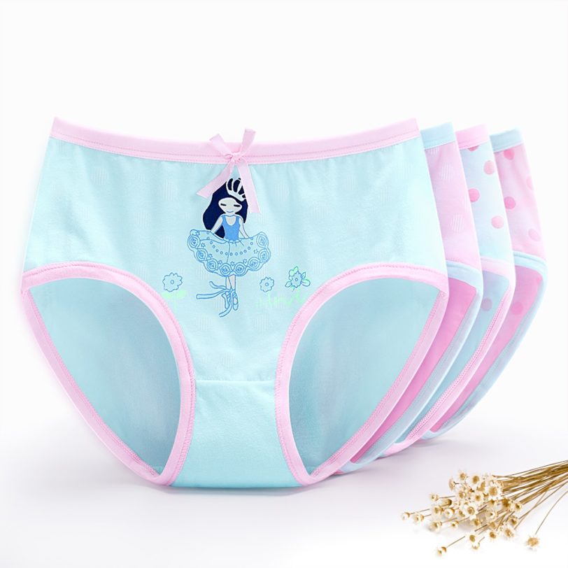 2pcs/lot Cute Cotton Girl Brifes Cartoon Underwear Blue Pink Underpants Panties Kid Clothes for 6 7 8 9 10 11 12 Year Old 173012