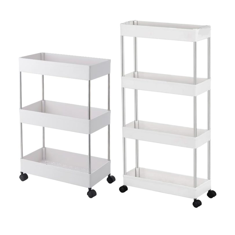 3/4 Layers Storage Rack Kitchen Narrow Cabinet Living Room Gap Shelf Home Furniture Movable Wheels Shelf for Bathroom