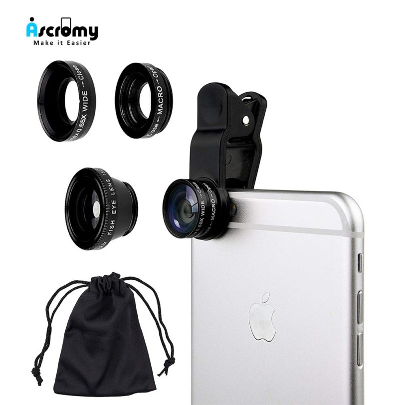 3 in 1 Wide Angle Zoom Telephoto Lens Cell Mobile Phone Fisheye Camera Lenses Kits Smartphone For iPhone 5 6 7 8 plus Xr Samsung