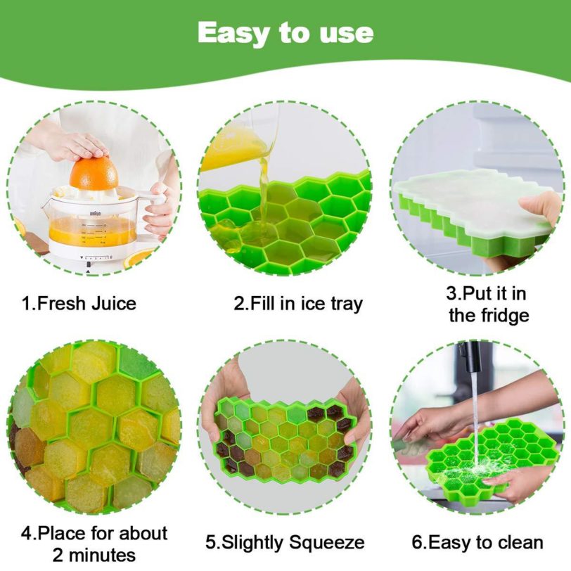 37 Cavity Honeycomb Ice Cube Trays With Removable Lid Food Grade Silicone Ice Cube Mold For Ice Cream Whiskey Cocktail BPA Free - Image 4