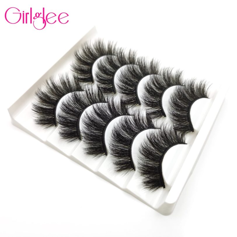 3D Mink Lashes 5 Pairs Makeup Eyelashes set For Wholesale Fluffy Natural False Eyelash Reusable Girlglee Beauty Extension Tools - Image 5