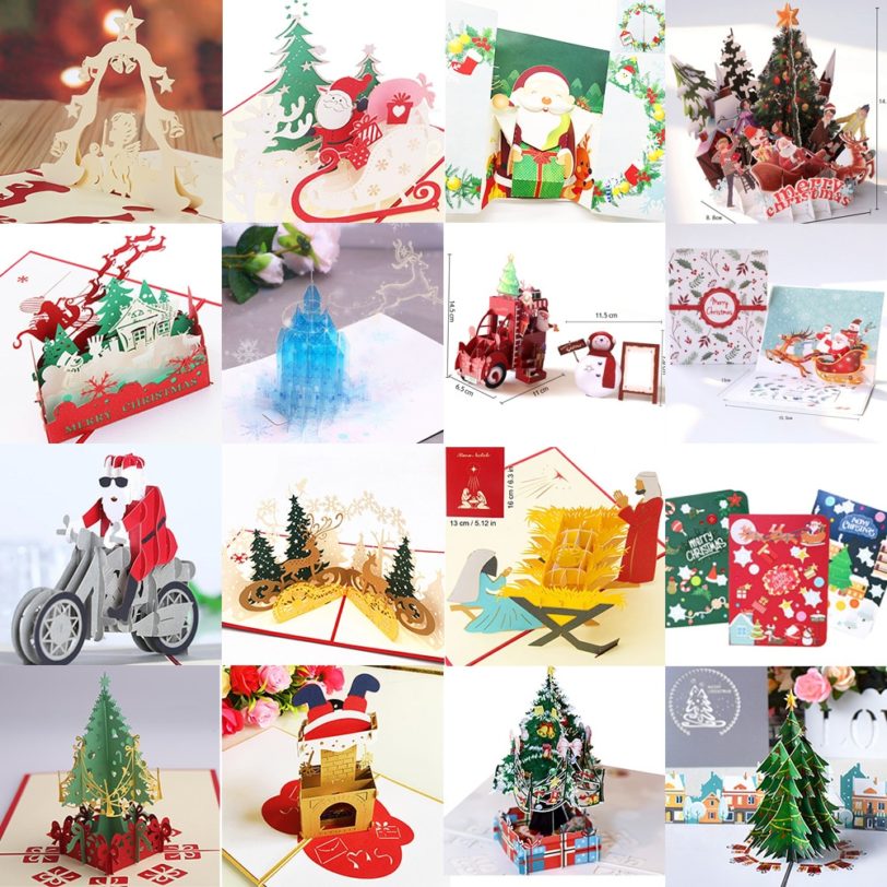 3D Pop UP Santa Cards Marry Christmas Greeting Cards Party Invitations Gifts New Year Greeting Card Anniversary Gifts Postcard