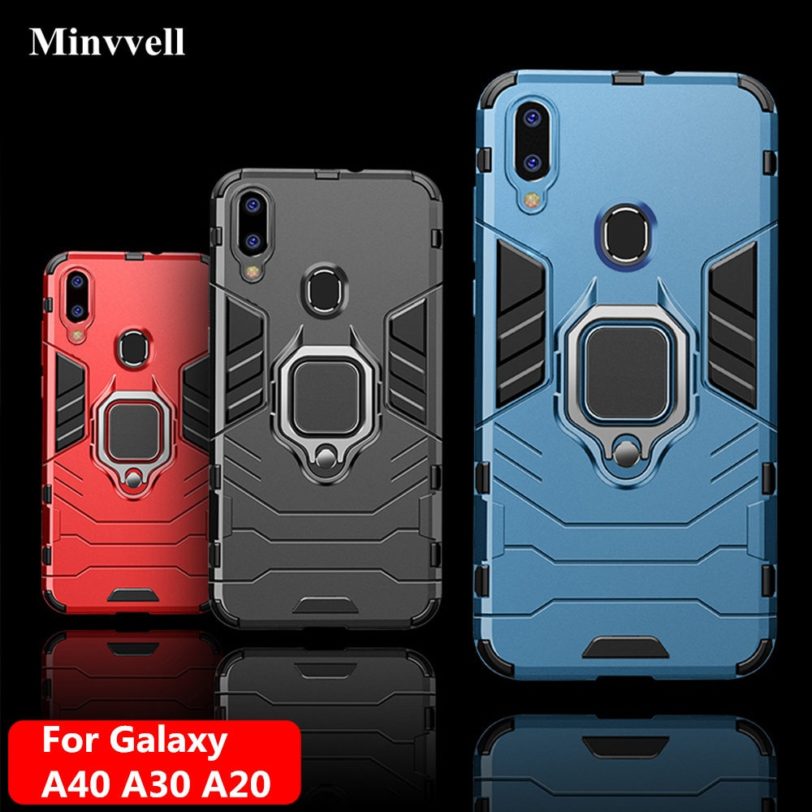 4 in 1 Case For Samsung Galaxy A40 A30 A20 Case Armor Cover Finger Ring Holder