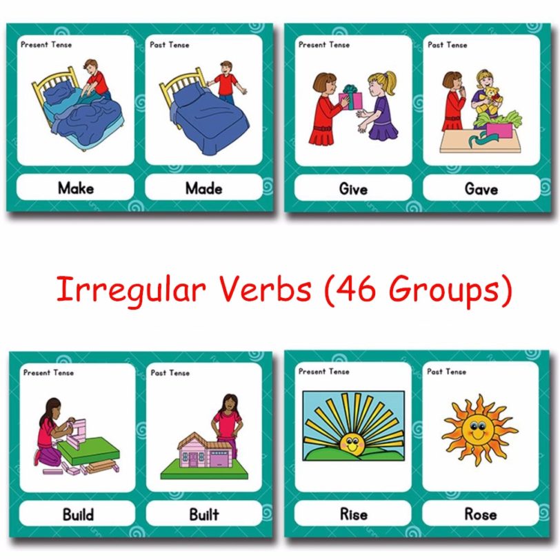 46Groups/Set Irregular Verbs English Word Card Flashcards Games Puzzle Learning Educational Toys for Children Kids Montessori