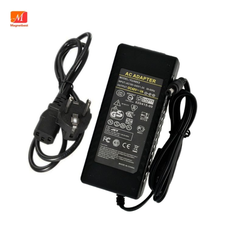 48V 3A Power Adapter for CCTV POE Switch NVR System 100-240V AC Input Power Supply Output 48V DC 3A