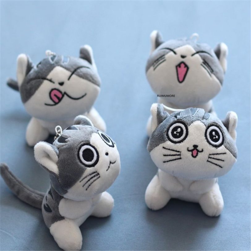 4Designs, 9CM Approx, Cat Plush Stuffed Doll ; Key Ring Chain Gift Toy