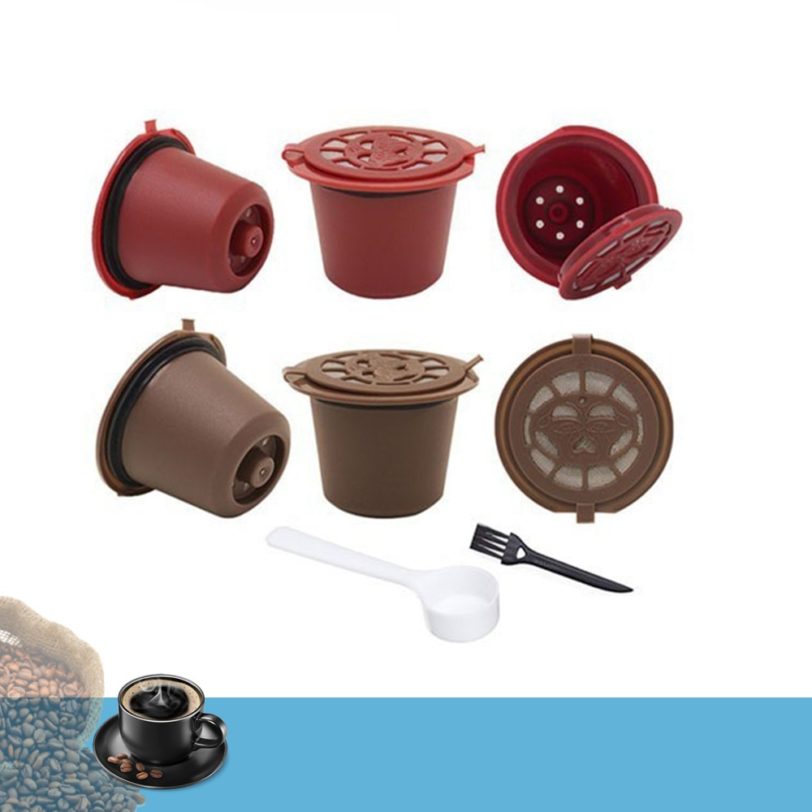 4PCS Coffee Filter 20ml Reusable Refillable Coffee Capsule Filters For Nespresso With Spoon Brush Kitchen Accessories