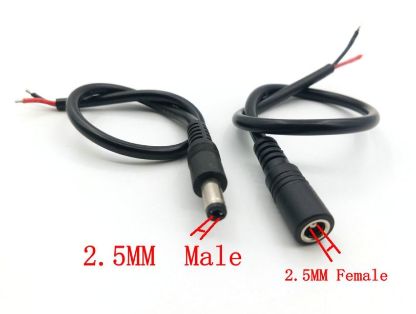 4PCS DC power Connectors Male /Female jack 18AWG cable power supply 5.5 x 2.5mm for LED Strip Light CCTV Camera