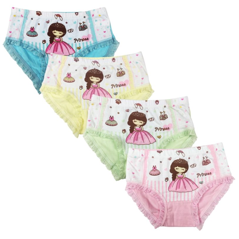 4pcs Pack Princess Series Kids Comfy Cotton Underwear Little Girls Assorted Briefs Cute Panties 3 11