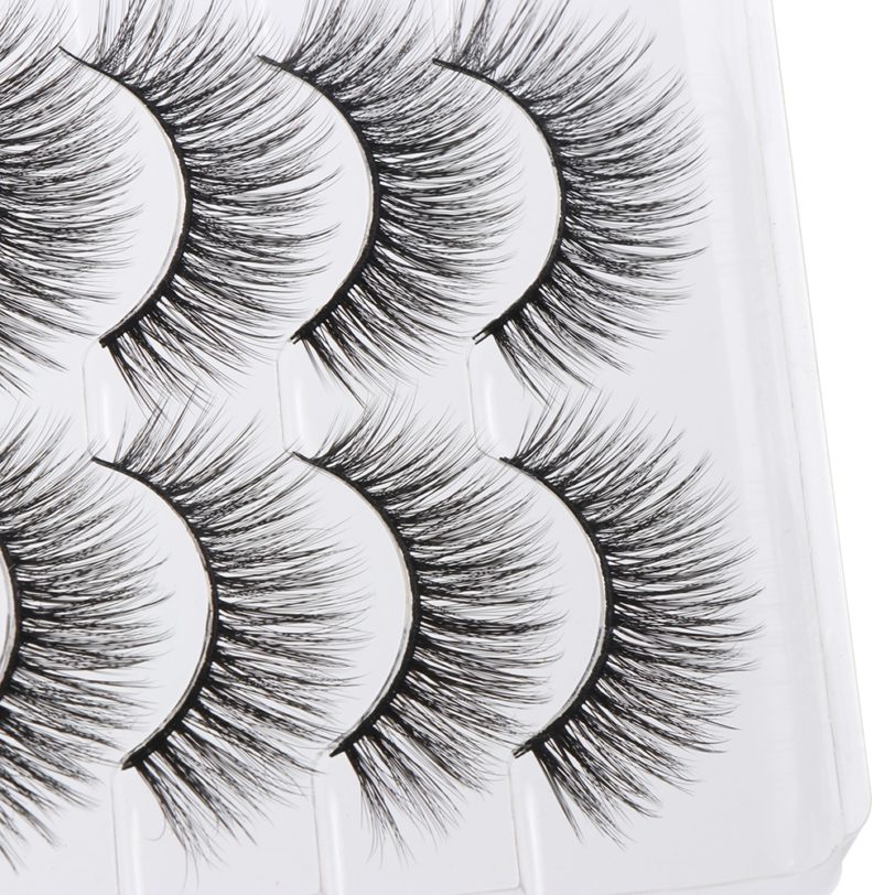 5 Pairs 3D False Eyelashes Natural Long Wispies Cross Eyelashes Cruelty-free Eyes Lashes Extension Handmade Makeup Beauty Tool - Image 4