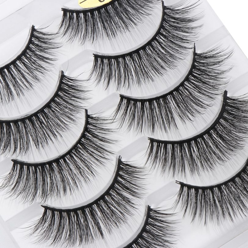 5 Pairs 3D False Eyelashes Natural Long Wispies Cross Eyelashes Cruelty-free Eyes Lashes Extension Handmade Makeup Beauty Tool - Image 5