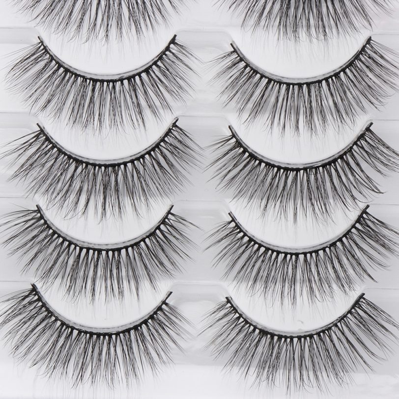 5 Pairs 3D False Eyelashes Natural Long Wispies Cross Eyelashes Cruelty-free Eyes Lashes Extension Handmade Makeup Beauty Tool - Image 2