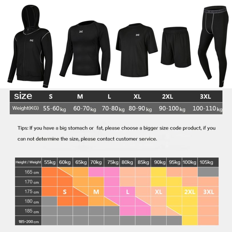 5 Pcs/Set Men's Tracksuit Gym Fitness Compression Sports Suit Clothes Running Jogging Sport Wear Exercise Workout Tights - Image 5