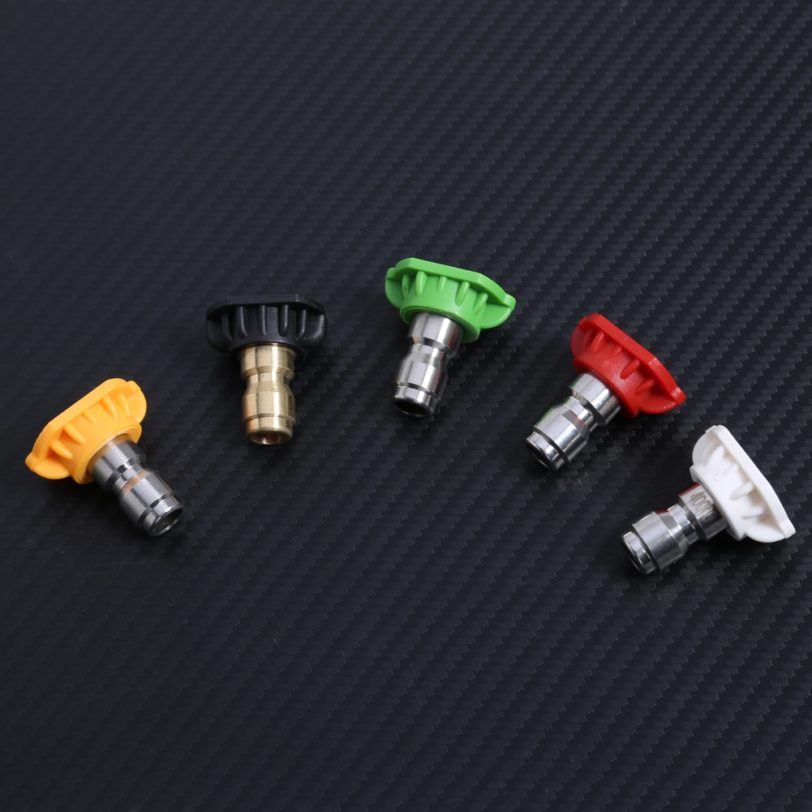 5 pcs Package High Pressure Washer Spray Nozzle Tips Variety Degrees 1/4 Stainless Steel 4000 Psi Quick Connect Spray Tip