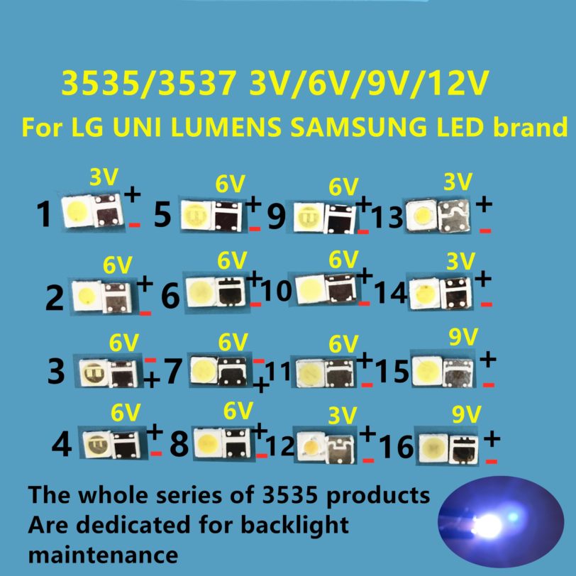 50Pcs-100PCS For LG UNI LUMENS SAMSUNG LED brand new and original 1W 3V 2W 6V 3535 2.4W cool white LCD backlight TV application