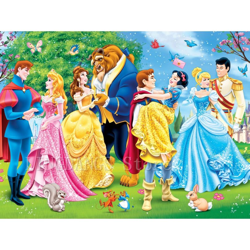 5D DIY Full Drill Diamond Painting Disney Princess Beauty And The Beast Cartoon Girl Diamond Mosaic Embroidery Home Decor Gift - Image 3